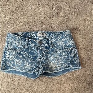 Mudd Juniors Floral Blue Jean Shorts